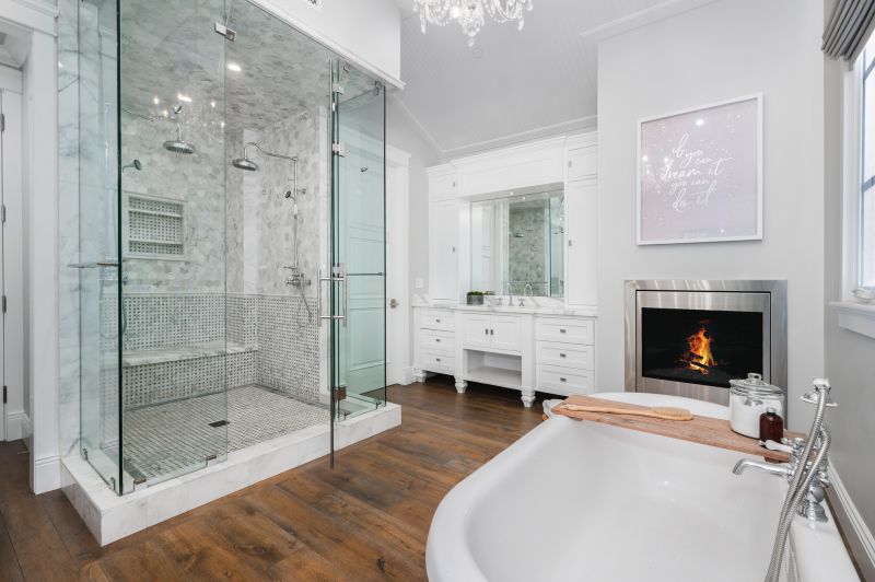 Contemporary Shower with Glass Doors