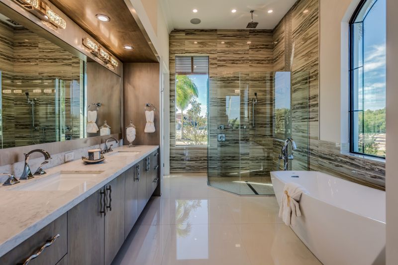 Luxurious Bathroom with Marble Flooring